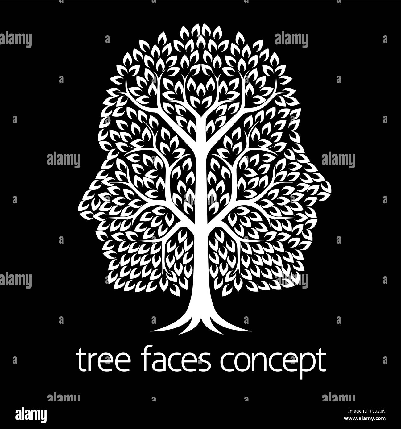 Facce Icona ad albero Illustrazione Vettoriale