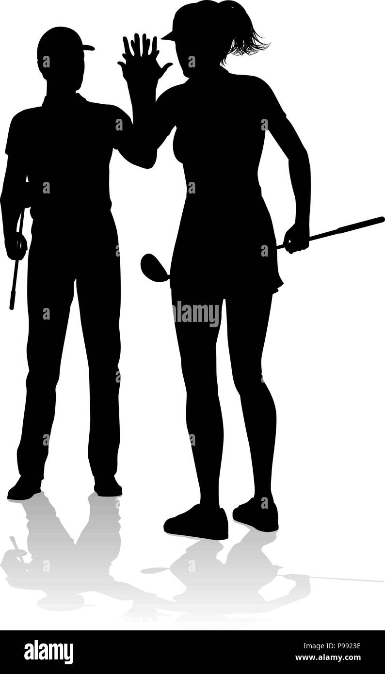 Giocatore di golf Golf Sport persone in Silhouette Illustrazione Vettoriale