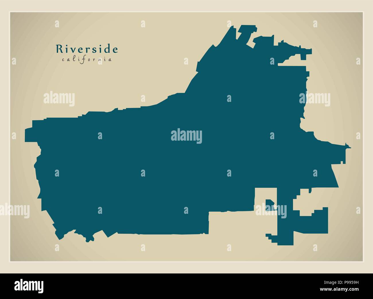 Città moderna mappa - Riverside California città degli STATI UNITI D'AMERICA Illustrazione Vettoriale