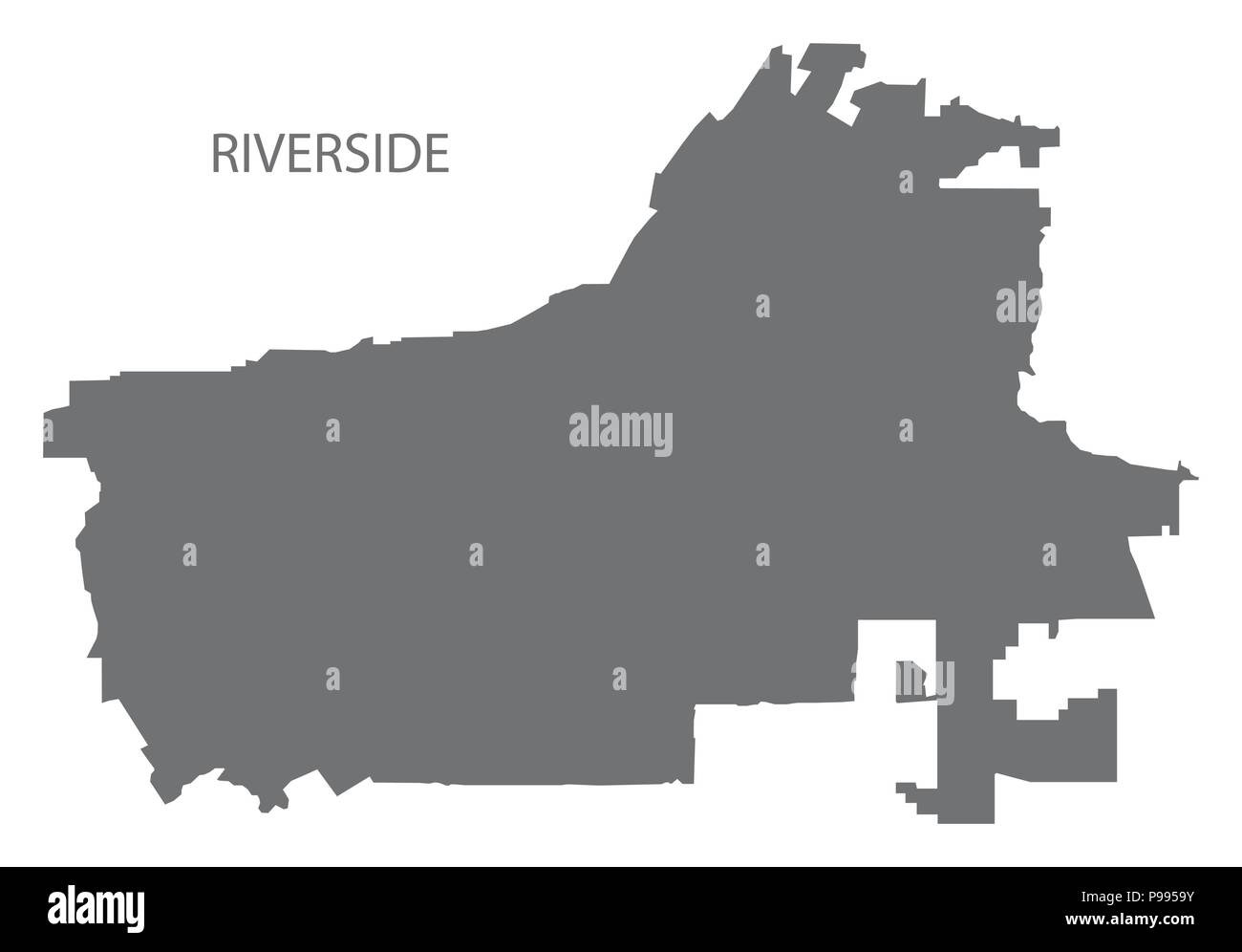 Riverside California City map grigio illustrazione forma silhouette Illustrazione Vettoriale