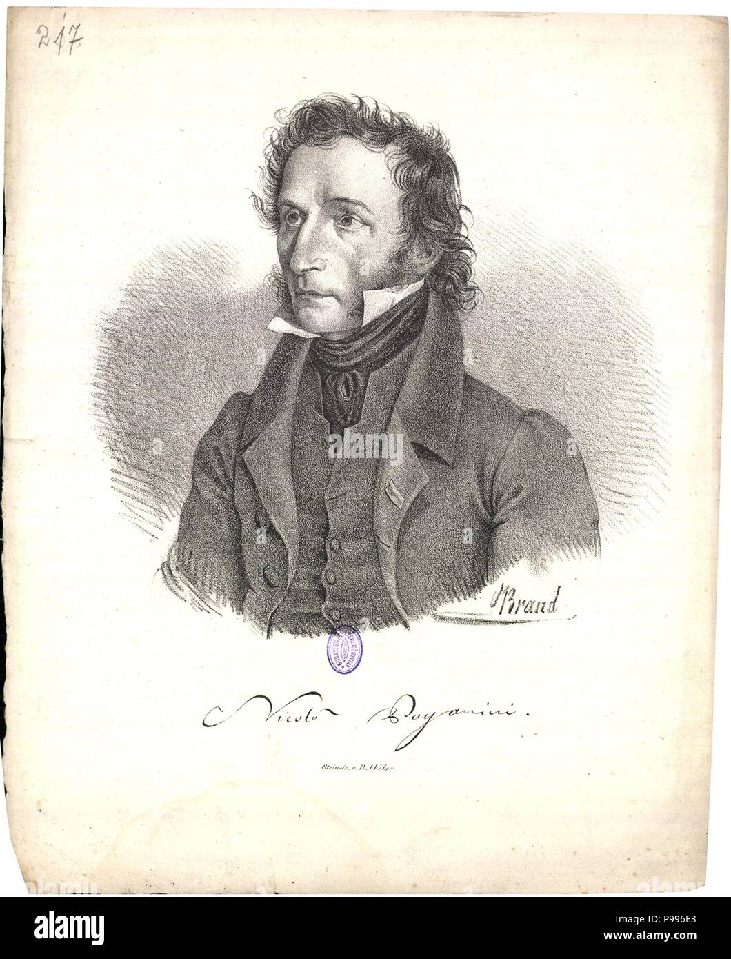 Ritratto di Niccolò Paganini (1782-1840). Museo: Eötvös Loránd Tudományegyetem. Foto Stock