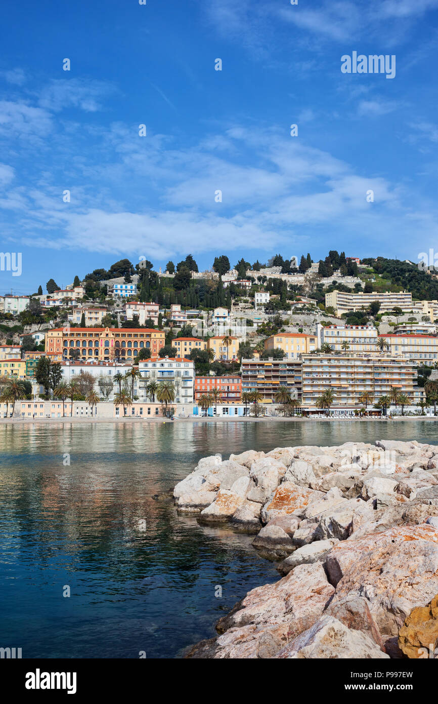 Menton Costa Azzurra città al Mare Mediterraneo in Francia Foto Stock