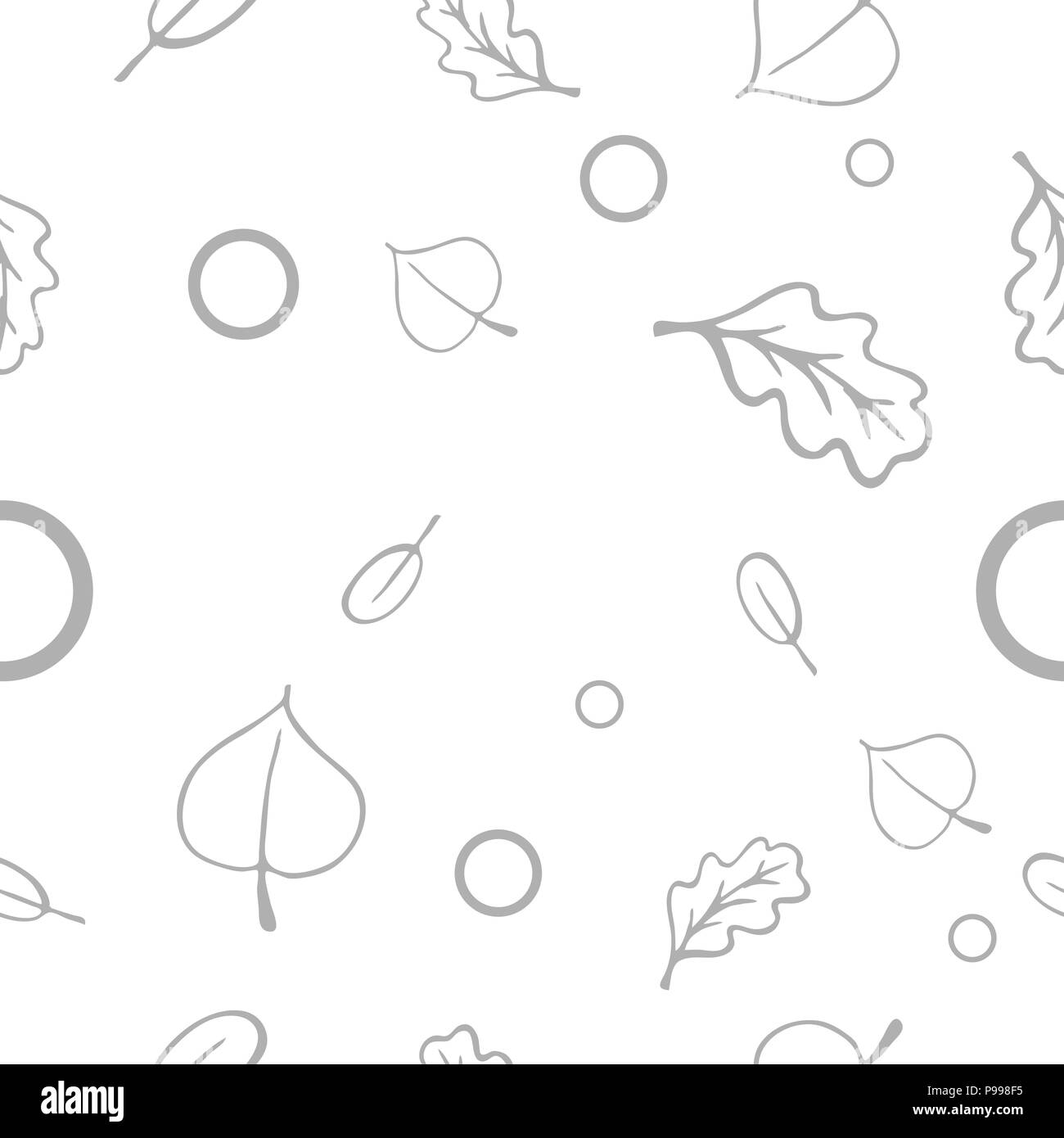Monocromatico vettore seamless pattern con foglie di autunno cadere. Illustrazione Vettoriale