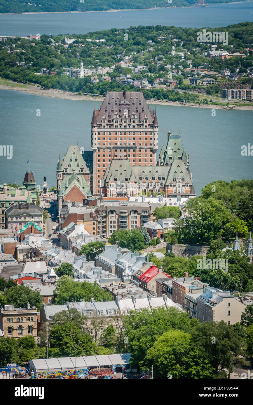 Una prospettiva aerea della città di Québec in Canada durante il giorno in estate Foto Stock