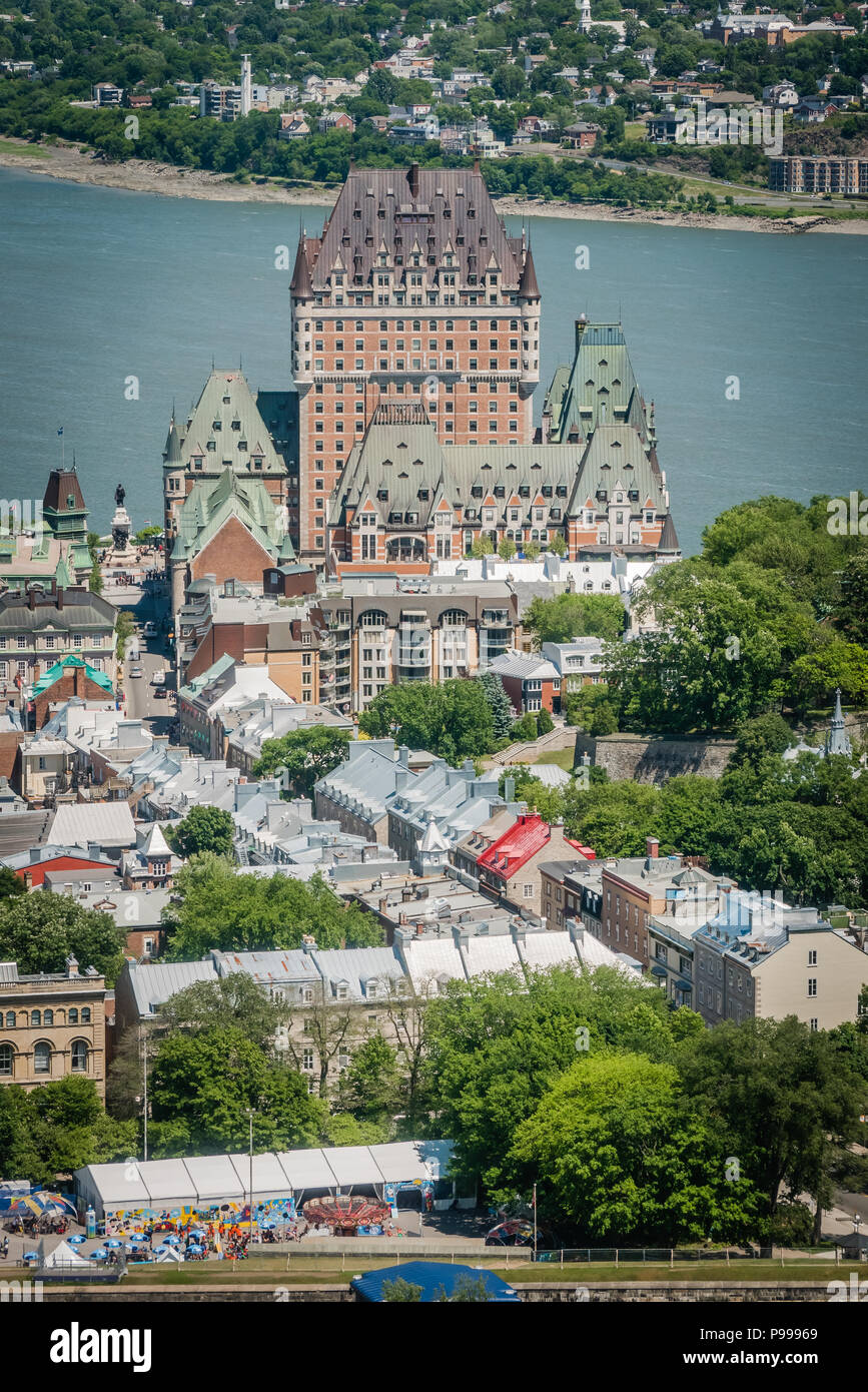 Una prospettiva aerea della città di Québec in Canada durante il giorno in estate Foto Stock