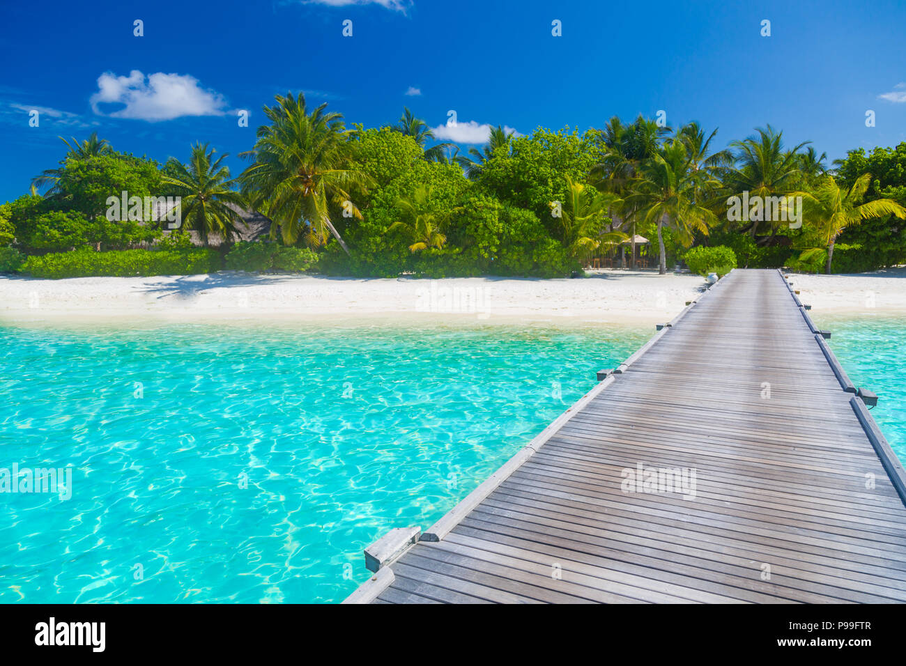 Bellissima spiaggia. Vacanze estive e concetto di vacanza sfondo. Ispiratore del paesaggio tropicale di design. Turismo e Viaggi design Foto Stock