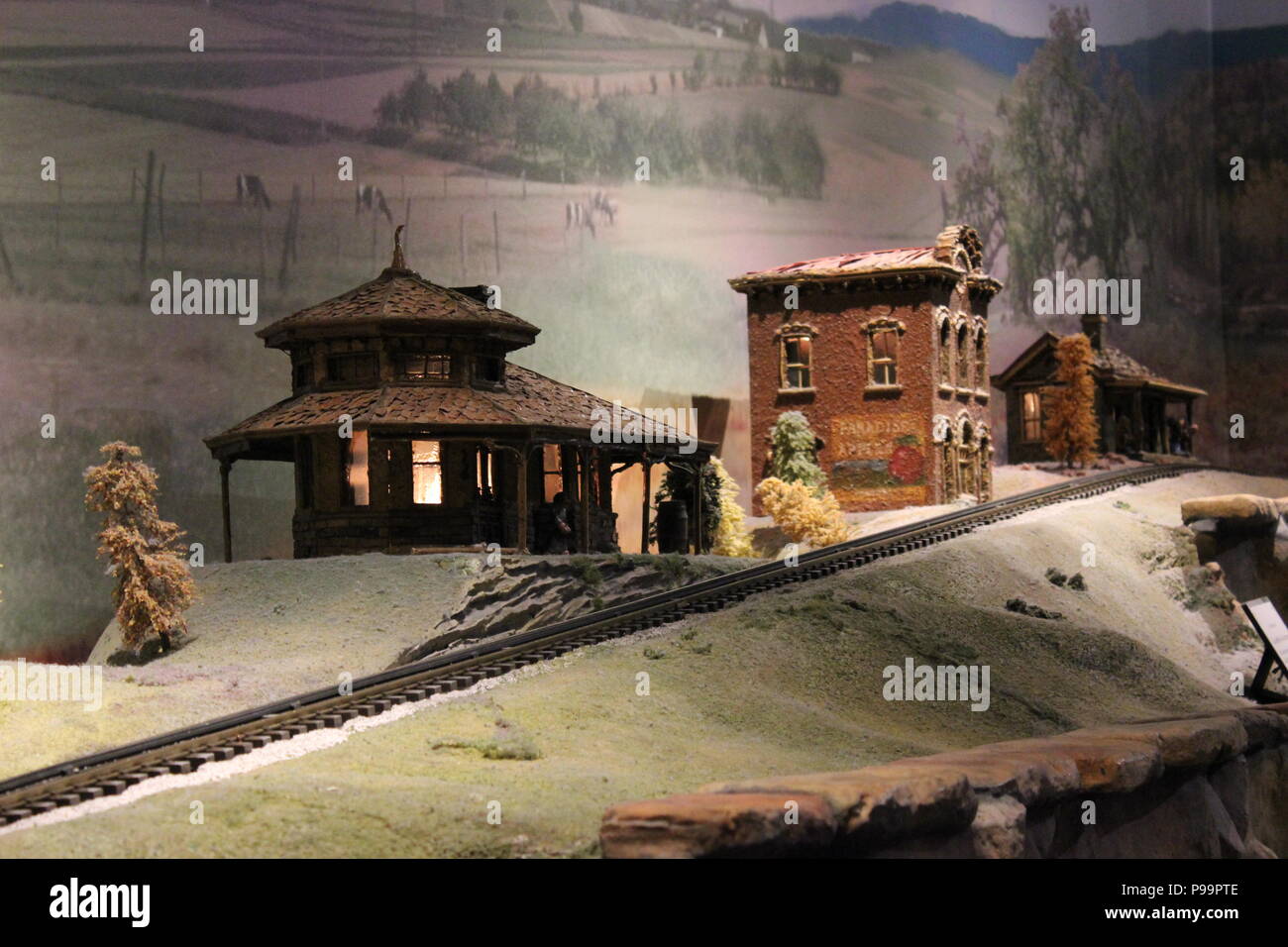 Città in miniatura presso il Museo dei Bambini di Indianapolis, Indiana. Foto Stock