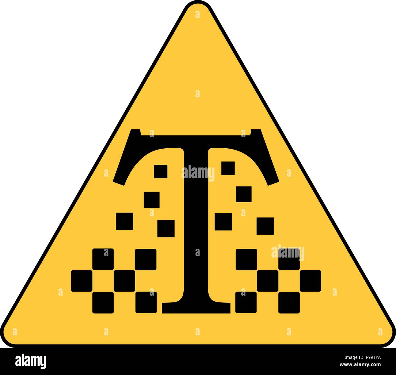 Lettera nera T con l'emblema del taxi logo minimalista Illustrazione Vettoriale