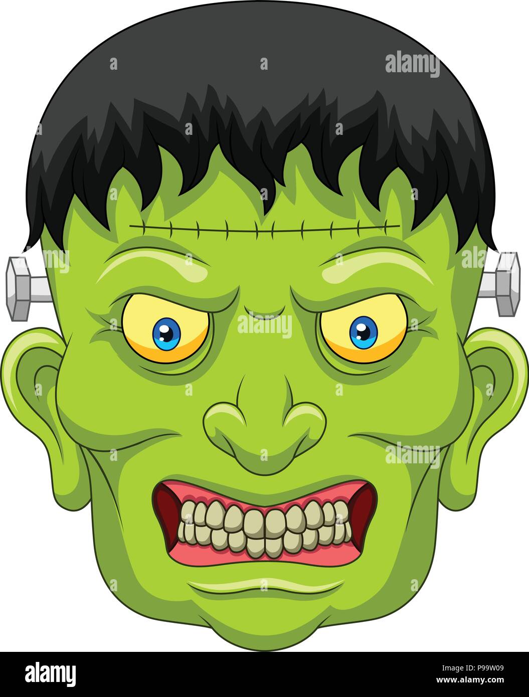 Cartoon testa zombie isolati su sfondo bianco Illustrazione Vettoriale