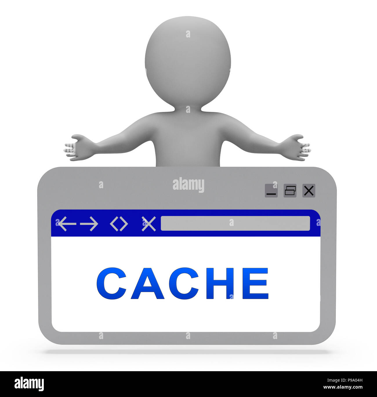 Cache del browser la pagina Web in modalità non in linea Memory Rendering 3d mostra il geocaching del contenuto del computer e documenti Foto Stock