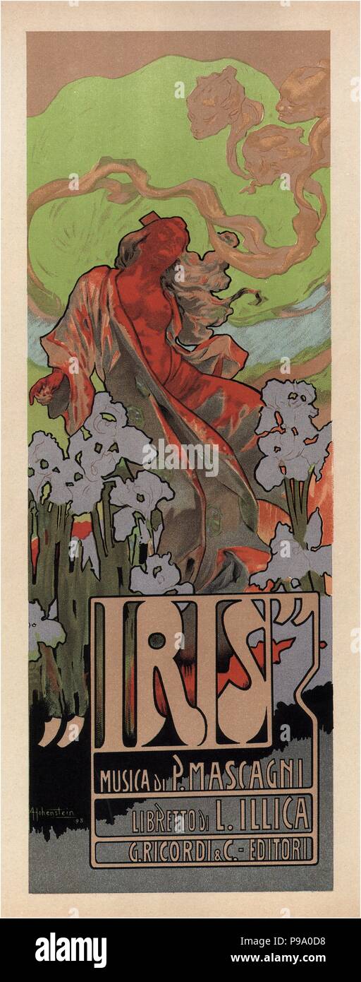 Poster per l'Opera Iris di Pietro Mascagni. Museo: Collezione privata. Foto Stock