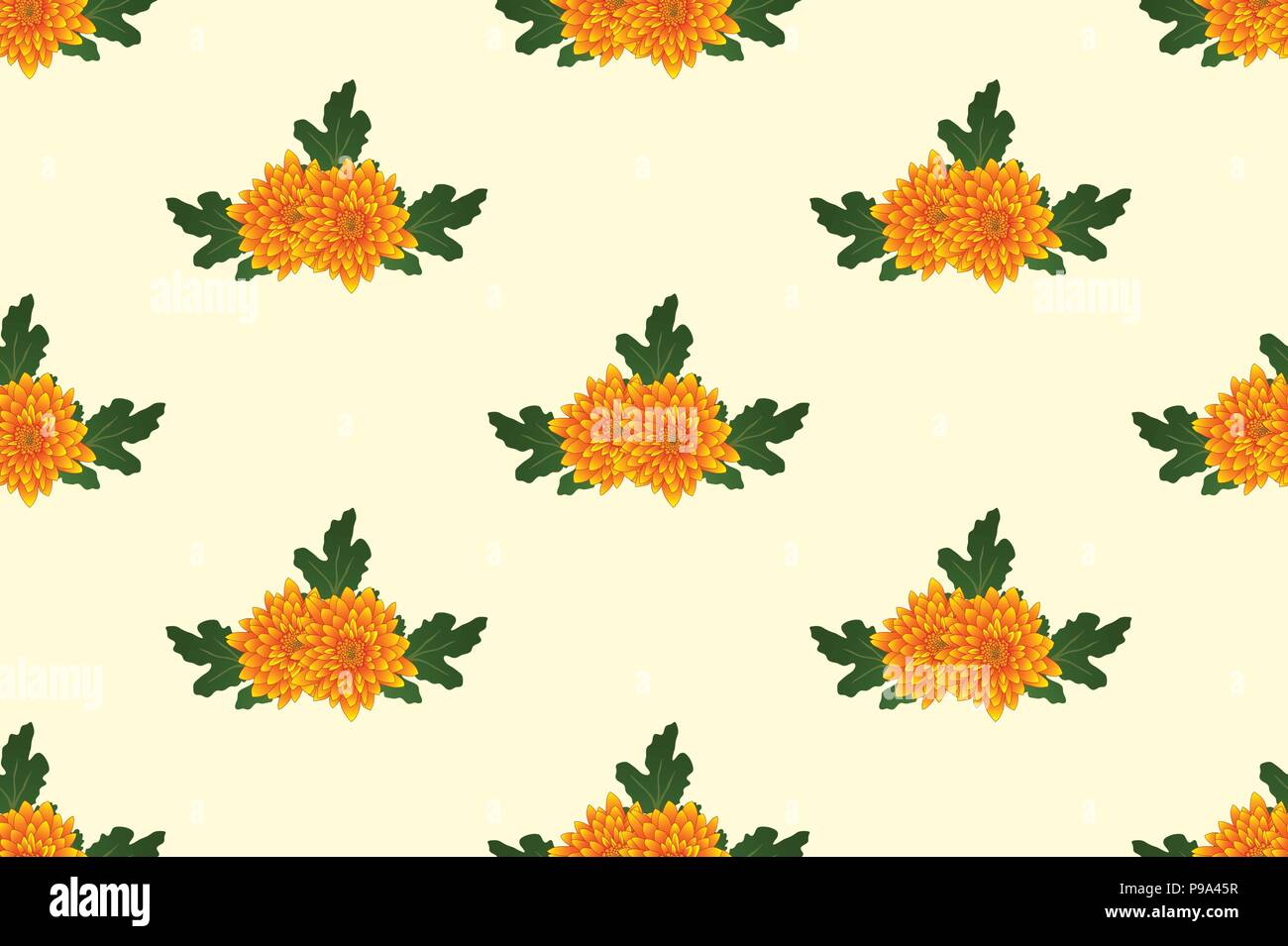 Crisantemo giallo su avorio sfondo beige. Illustrazione Vettoriale. Illustrazione Vettoriale