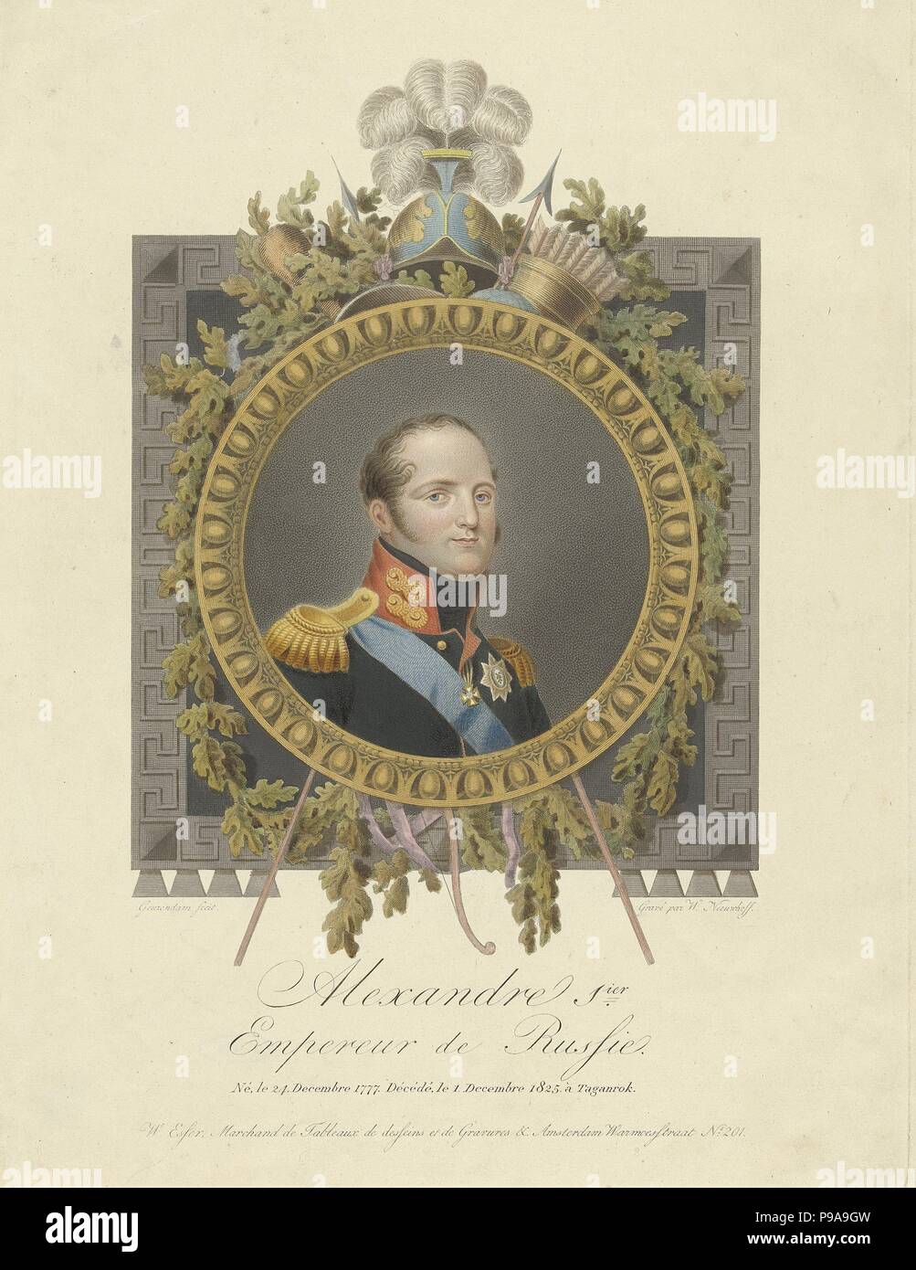 Ritratto dell'imperatore Alessandro I (1777-1825). Museo: Rijksmuseum Amsterdam. Foto Stock