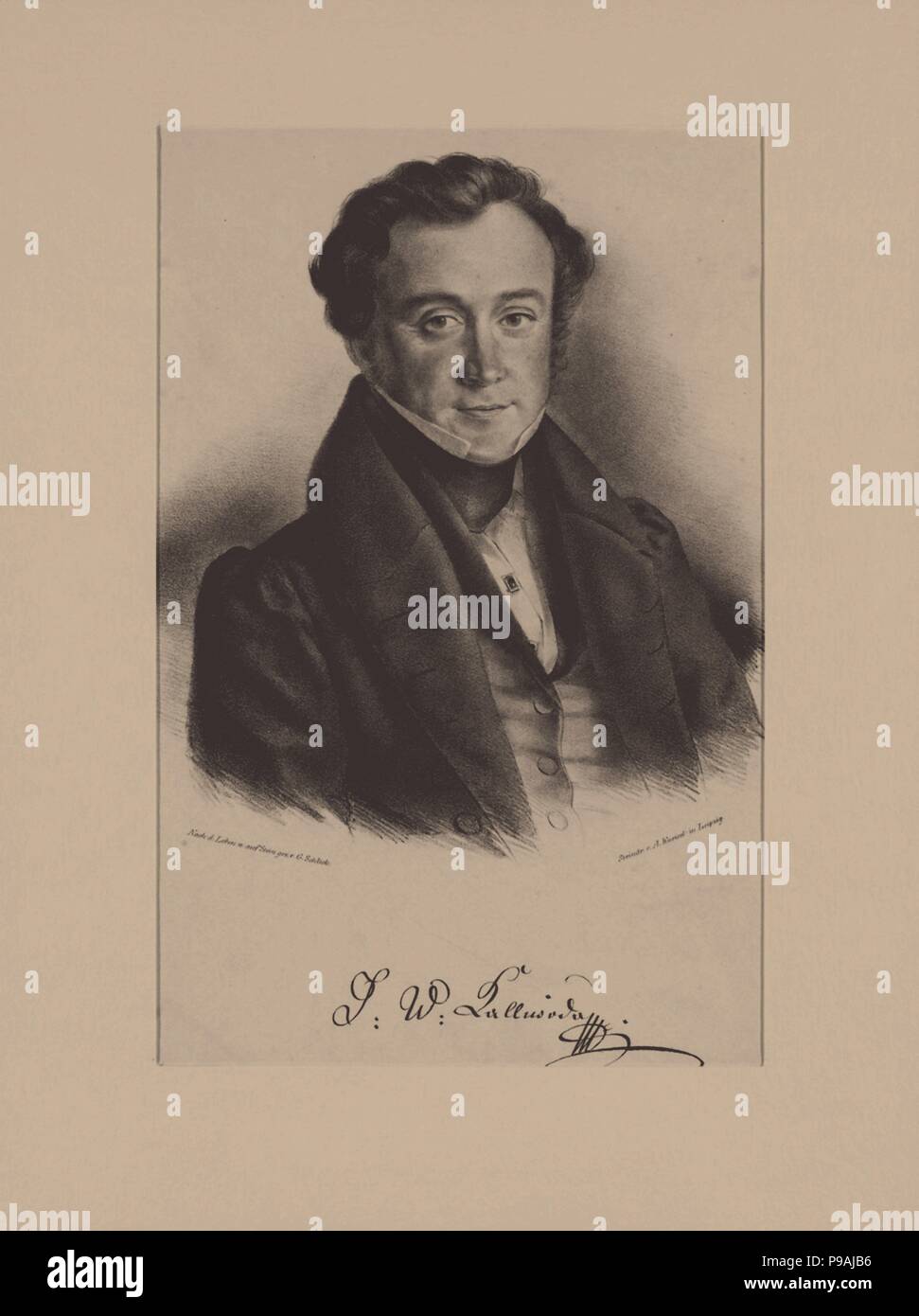 Ritratto del compositore Jan Kalivoda (1801-1866). Museo: Centrale di Stato M. Museo Glinka di Musica di Mosca. Foto Stock