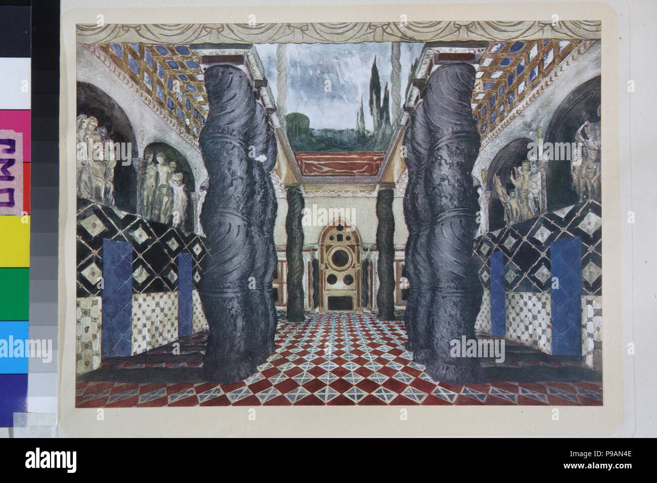Fase di progettazione per il gioco "il Martirio di San Sebastiano" da Gabriele D'Annunzio. Museo: Collezione privata. Foto Stock