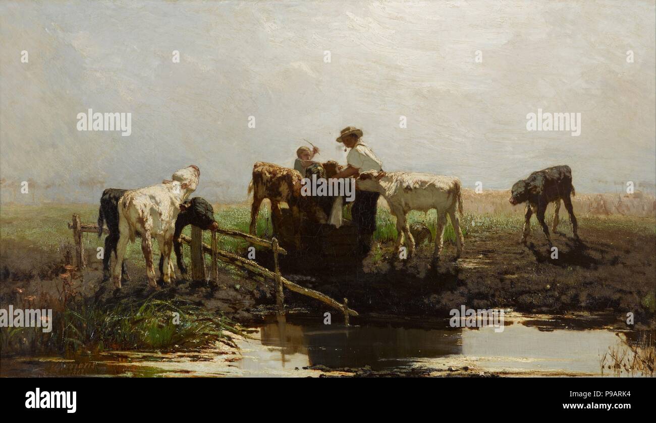 I vitelli in un trogolo. Museo: Gemeentemuseum Den Haag (L'Aia). Foto Stock
