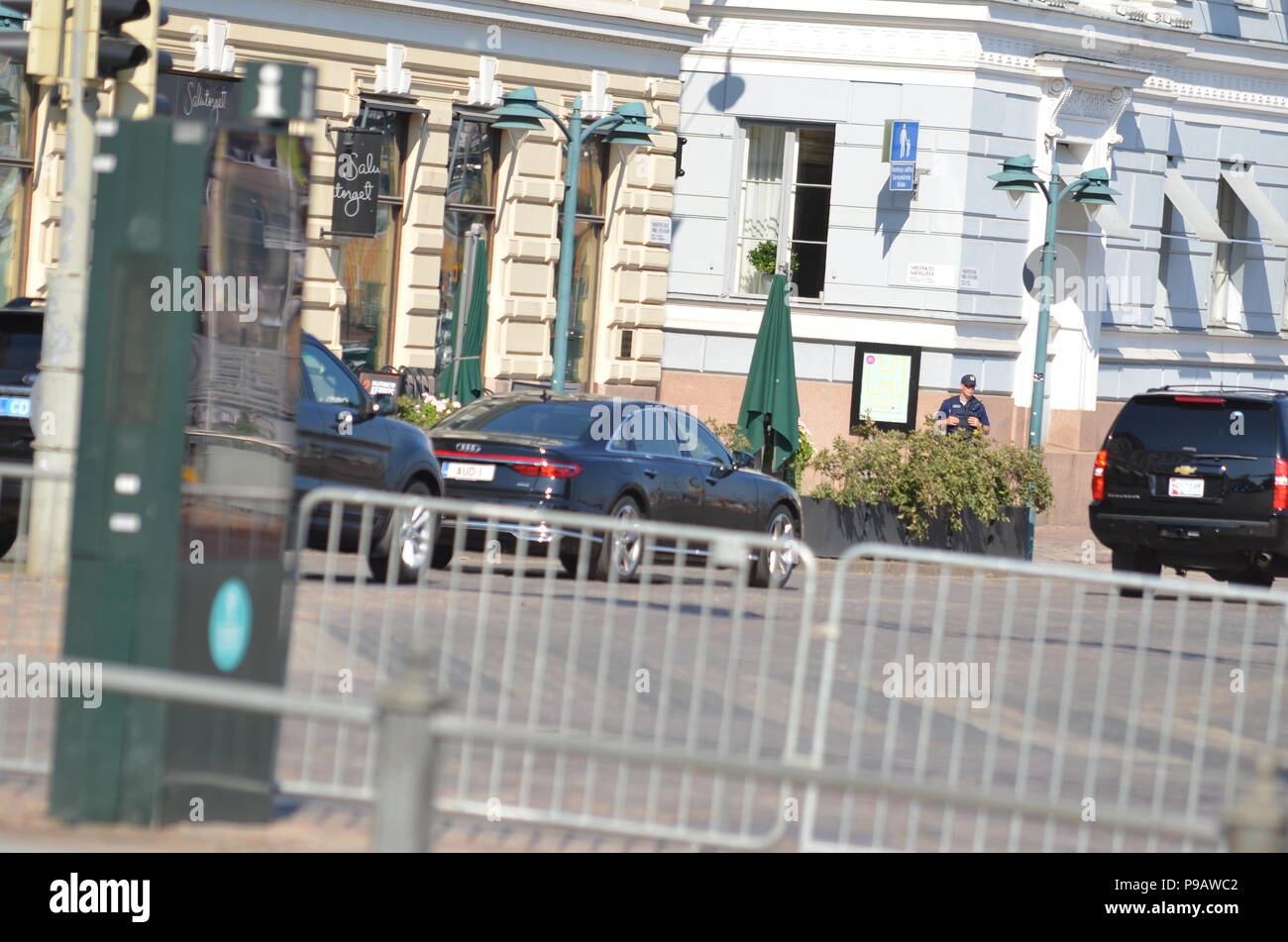 Helsinki, Finlandia. Il 16 luglio 2018. Presidente americano Donald Trump e il Presidente russo Vladimir Putin ha incontrato a Helsinki prima del Vertice di Helsinki 2018 Credit: S Rb/Alamy Live News Foto Stock