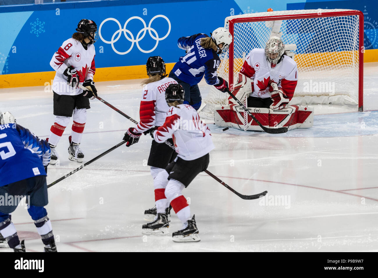 Goalie Shannon Szabados (CAN) durante la medaglia d'oro donna Ice Hockey gioco USA vs Canada presso i Giochi Olimpici Invernali PyeongChang 2018 Foto Stock