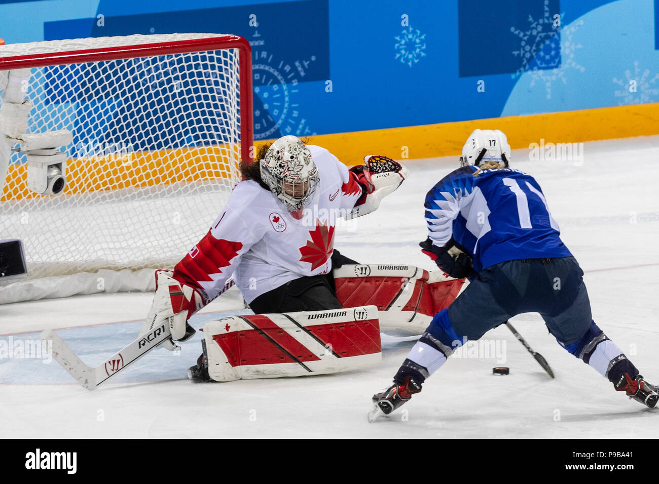 Goalie Shannon Szabados (CAN) durante la medaglia d'oro donna Ice Hockey gioco USA vs Canada presso i Giochi Olimpici Invernali PyeongChang 2018 Foto Stock