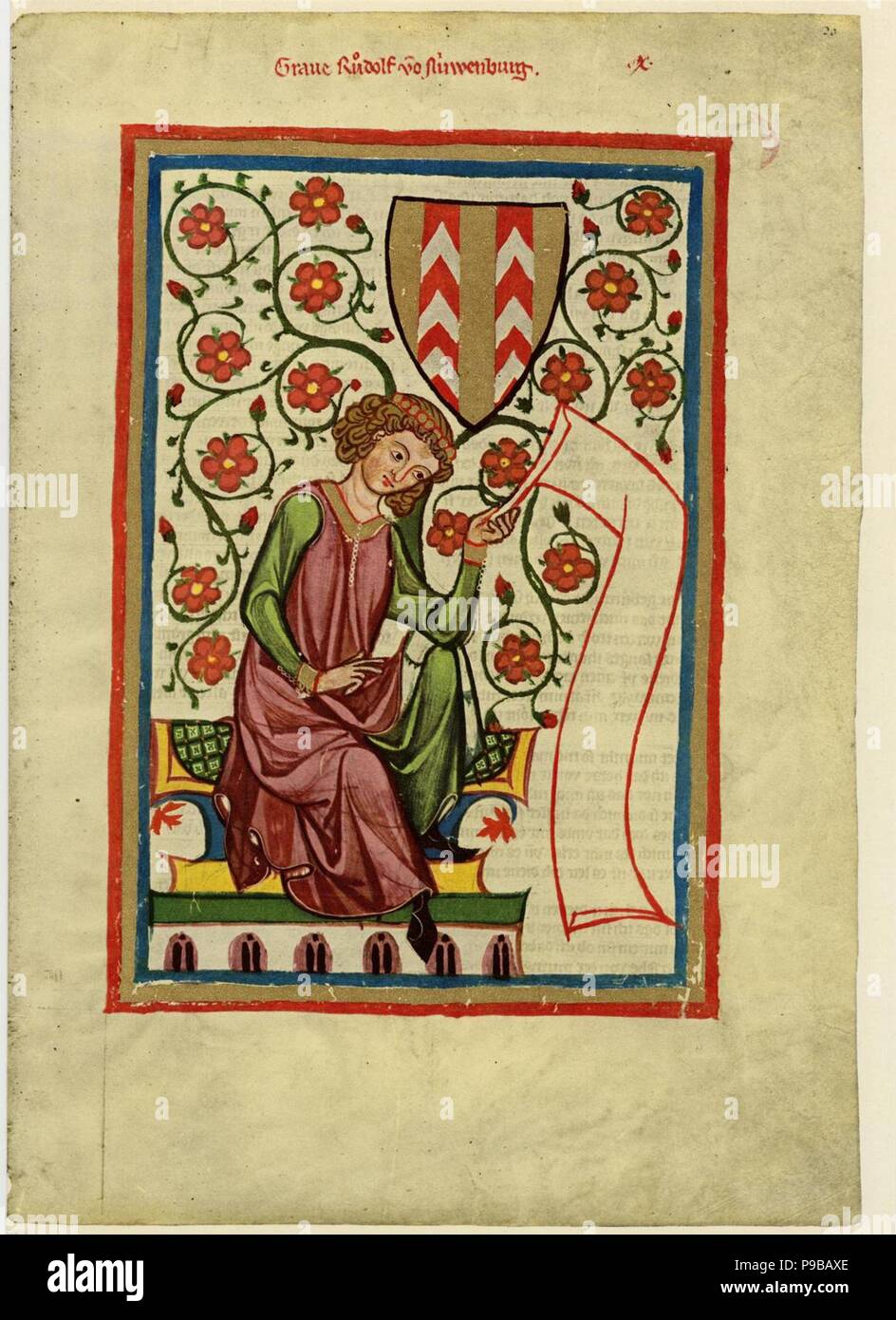 Rodolfo II di Fenis (dal Codex Manesse). Museo: Biblioteca di Ruprecht Karl Università di Heidelberg. Foto Stock