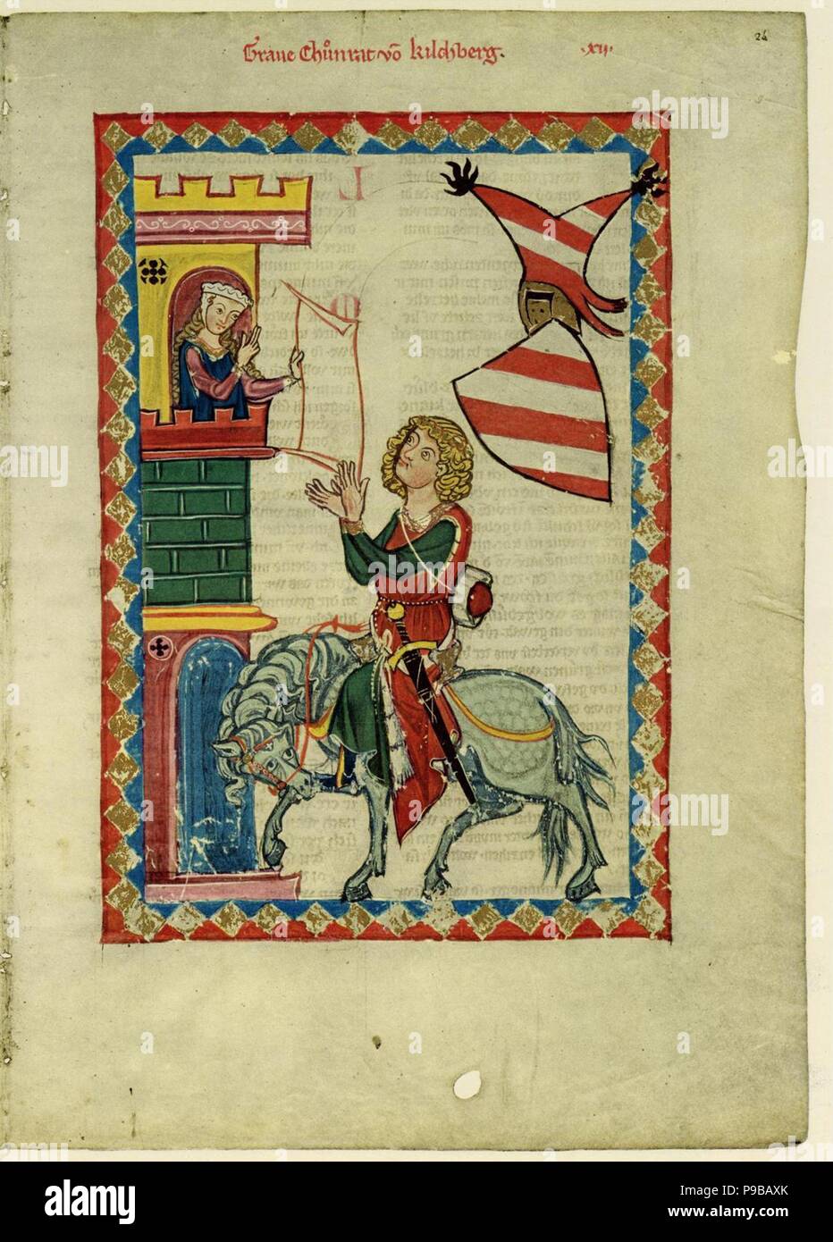 Conte Konrad von Kirchberg (dal Codex Manesse). Museo: Biblioteca di Ruprecht Karl Università di Heidelberg. Foto Stock