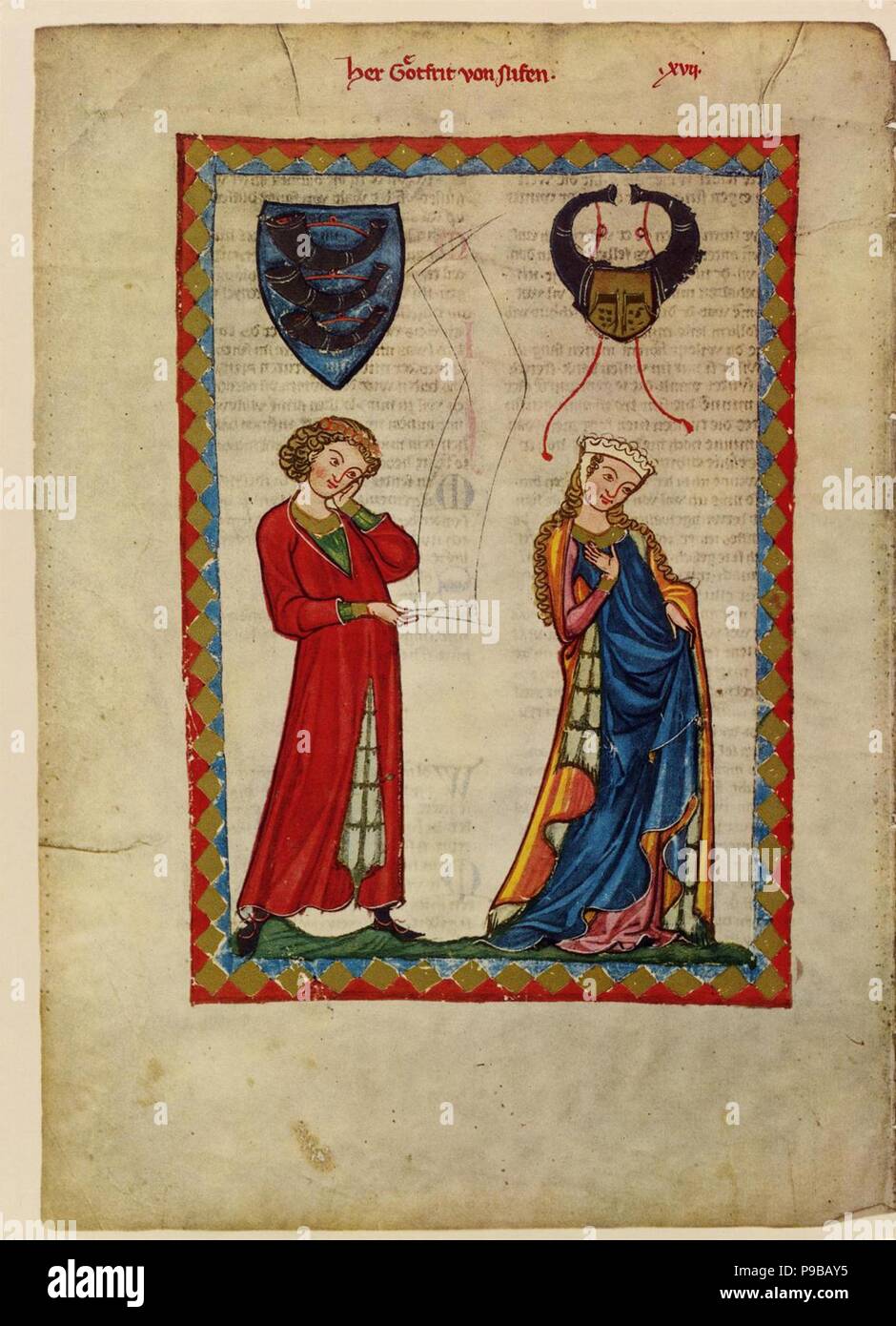 Gottfried von Neifen (dal Codex Manesse). Museo: Biblioteca di Ruprecht Karl Università di Heidelberg. Foto Stock