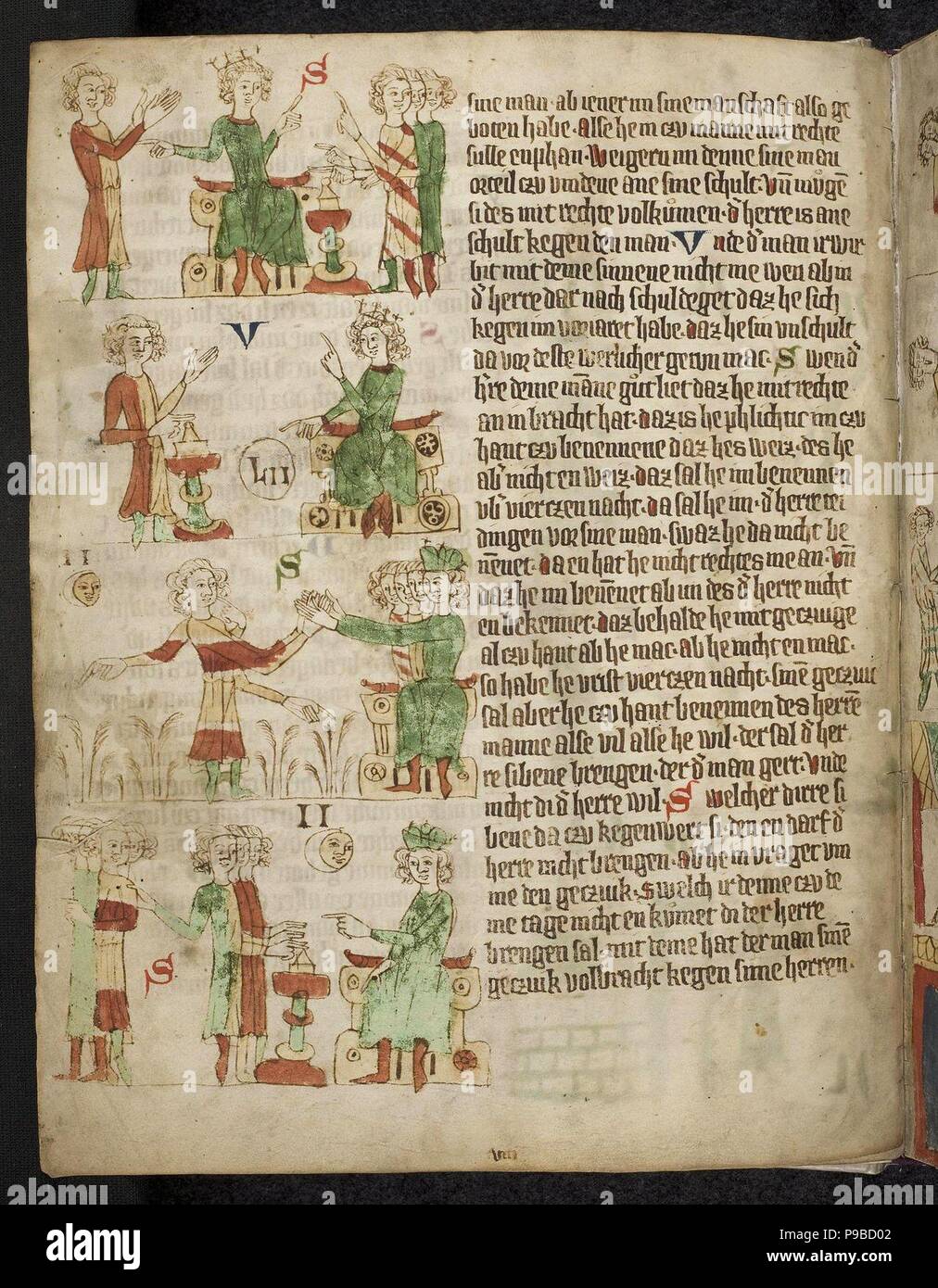 Diritto feudale. Ufm Il Sachsenspiegel di Heidelberg. Museo: Biblioteca Universitaria di Heidelberg. Foto Stock