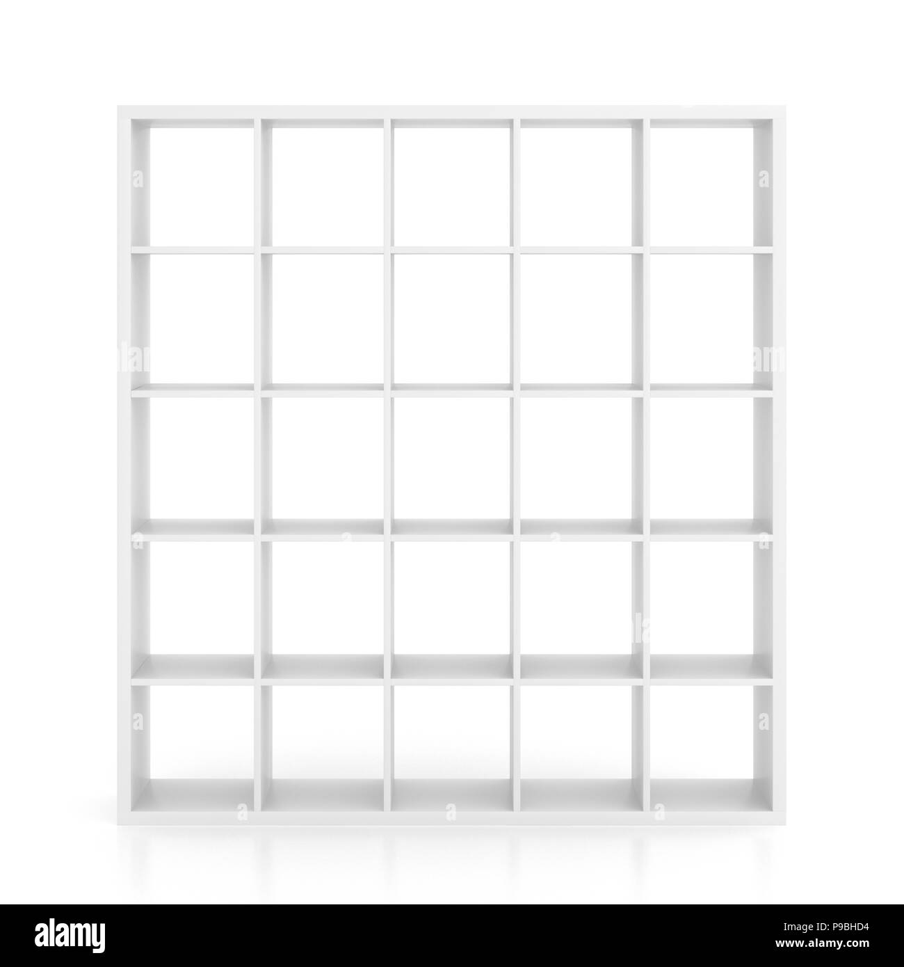 Svuotare il libro bianco cremagliera isolati su sfondo bianco. Includere il percorso di clipping. 3D render Foto Stock