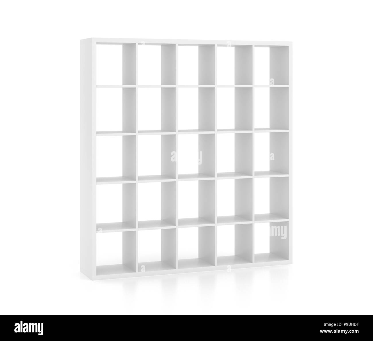 Svuotare il libro bianco cremagliera isolati su sfondo bianco. Includere il percorso di clipping. 3D render Foto Stock