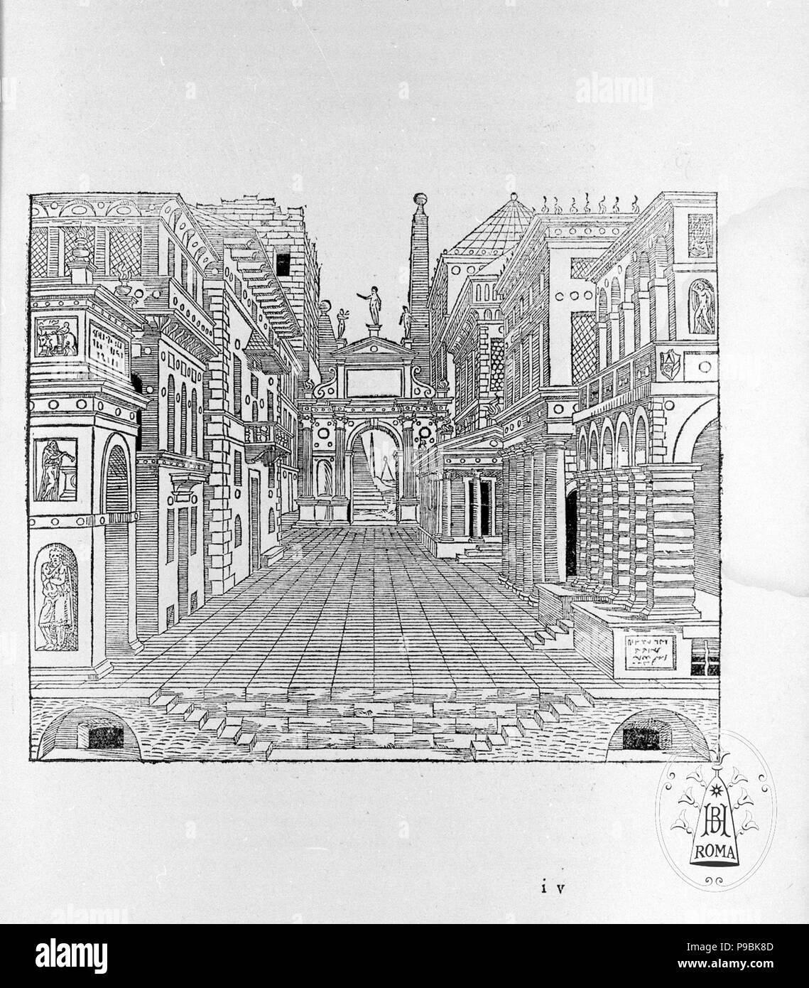 Il secondo libro della perspettiva (Scena Tragica). Museo: Bibliotheca Hertziana Rom. Foto Stock