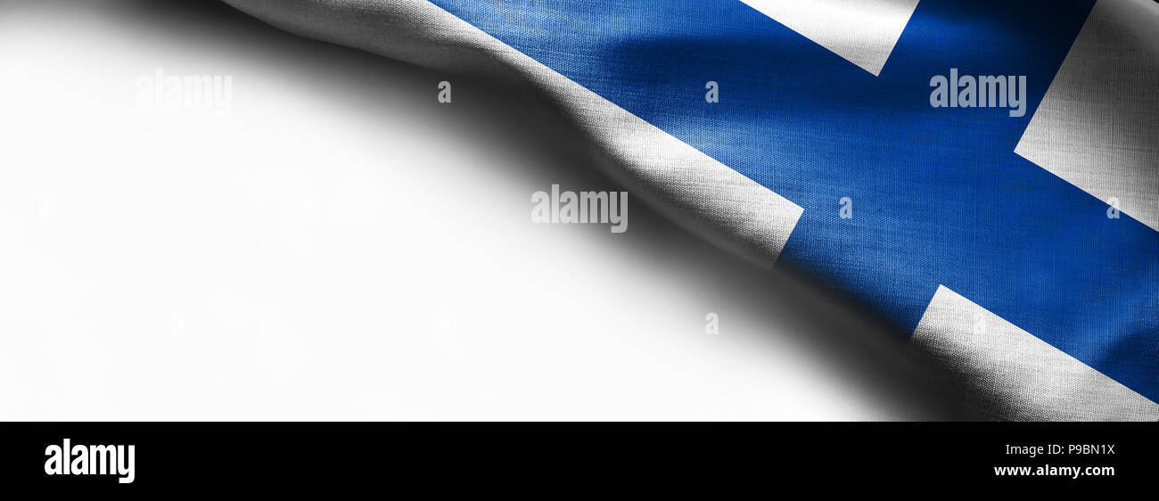 Bandiera della Finlandia su sfondo bianco - Foto Stock