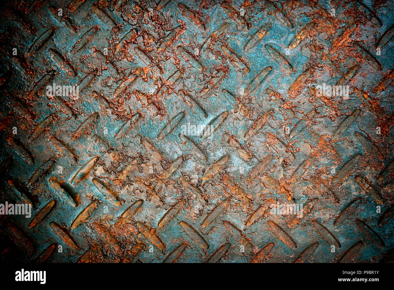 Texture grunge metallo arrugginito arancione della piastra in acciaio ossidato ferro sfondo grafico Foto Stock