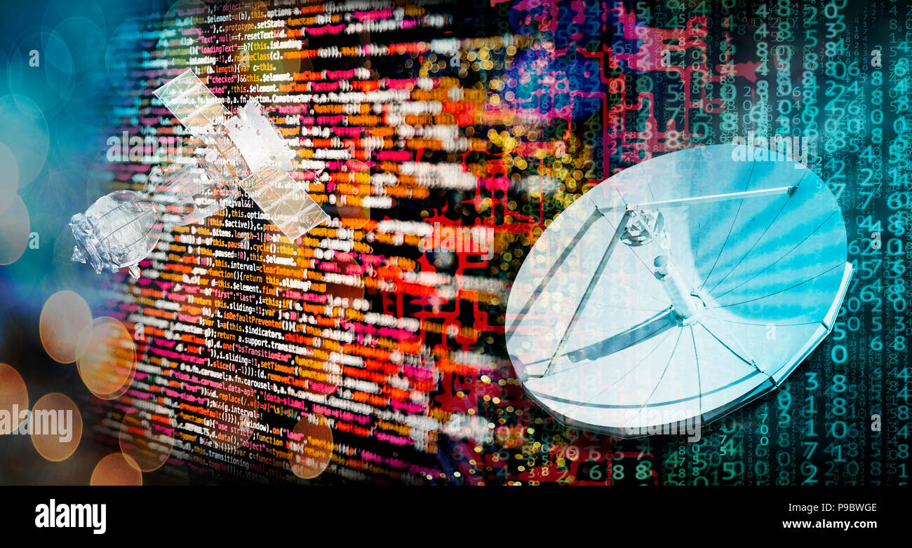 Digitale di telecomunicazioni globali con satellite Foto Stock