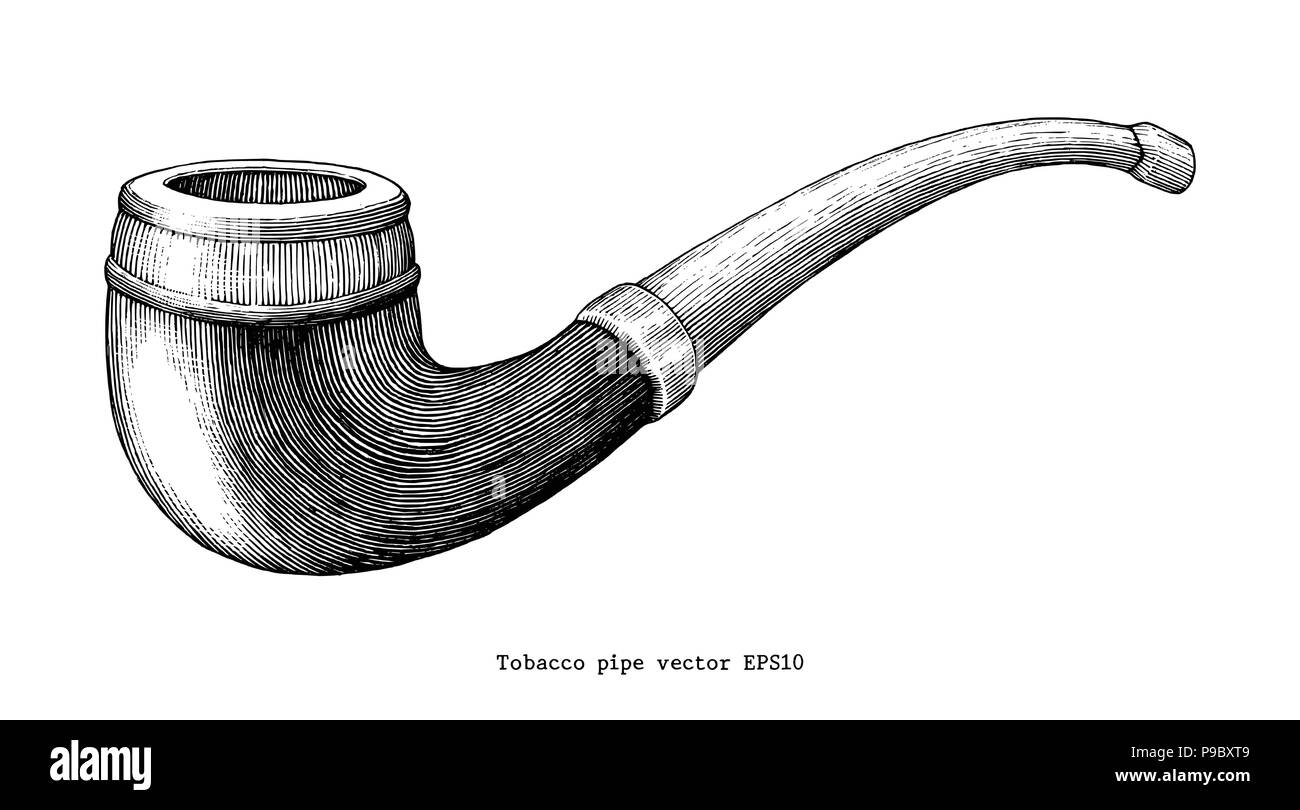Tubo di tabacco del disegno a mano vintage clip art isolati su sfondo bianco Illustrazione Vettoriale