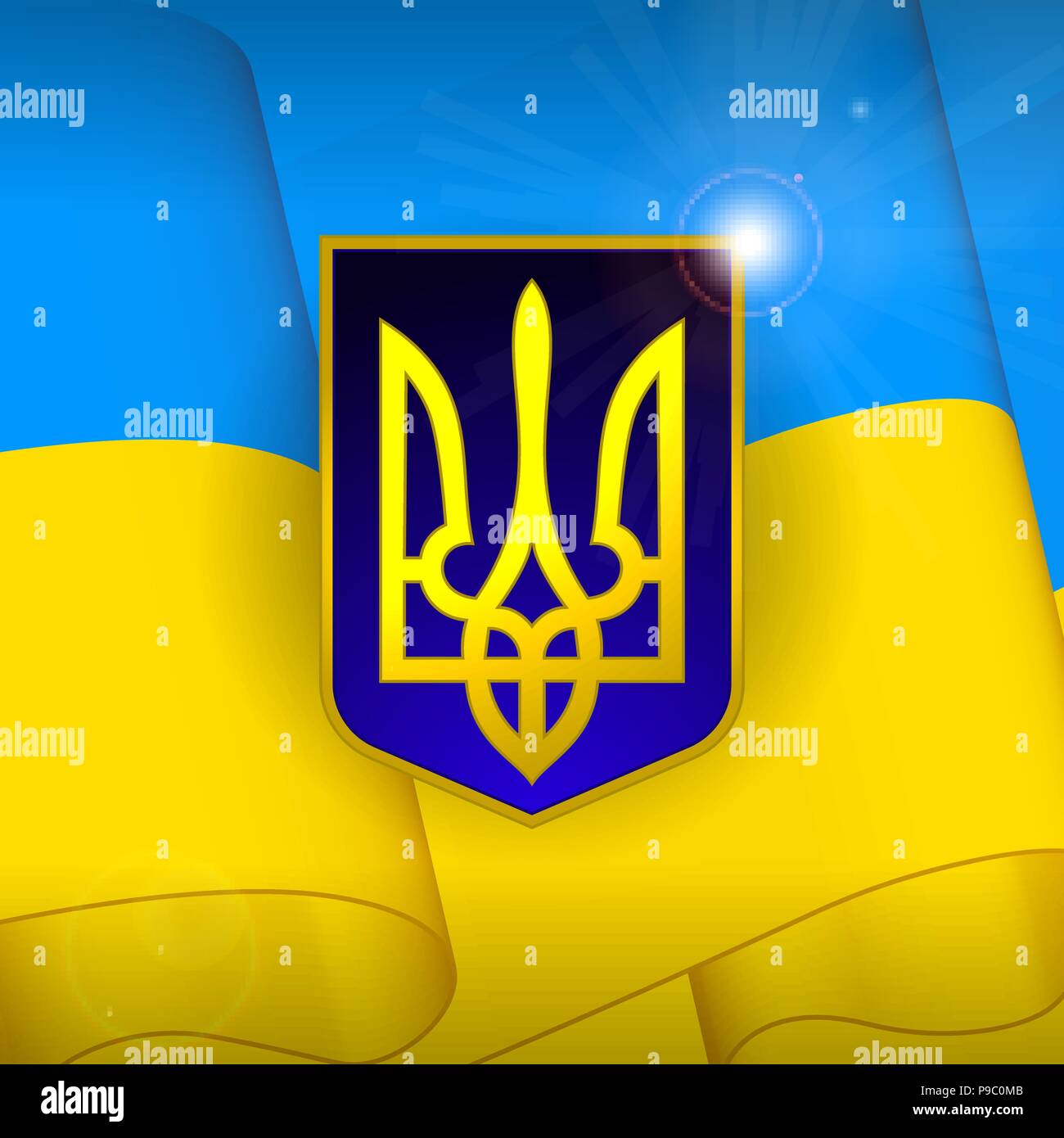 Ucraina sfondo bandiera nazionale, giorno di indipendenza blu giallo Illustrazione Vettoriale