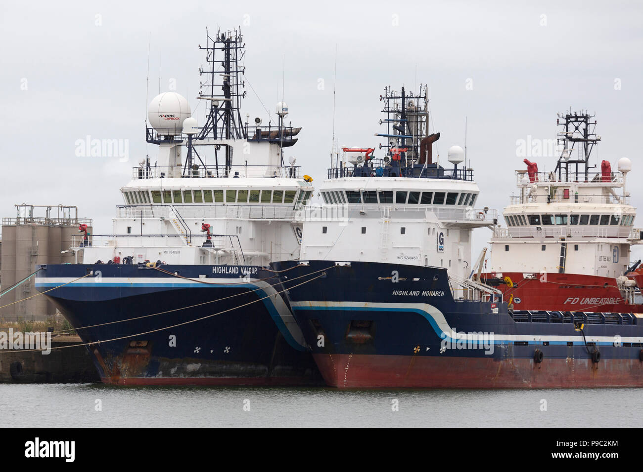 Navi da rifornimento ormeggiata al Porto di Sunderland nel nord-est dell'Inghilterra. Le navi hanno una stazza lorda di 2.250 t. Foto Stock