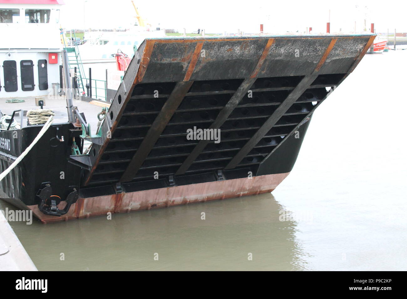 Trasporto barca al mare del Nord Foto Stock