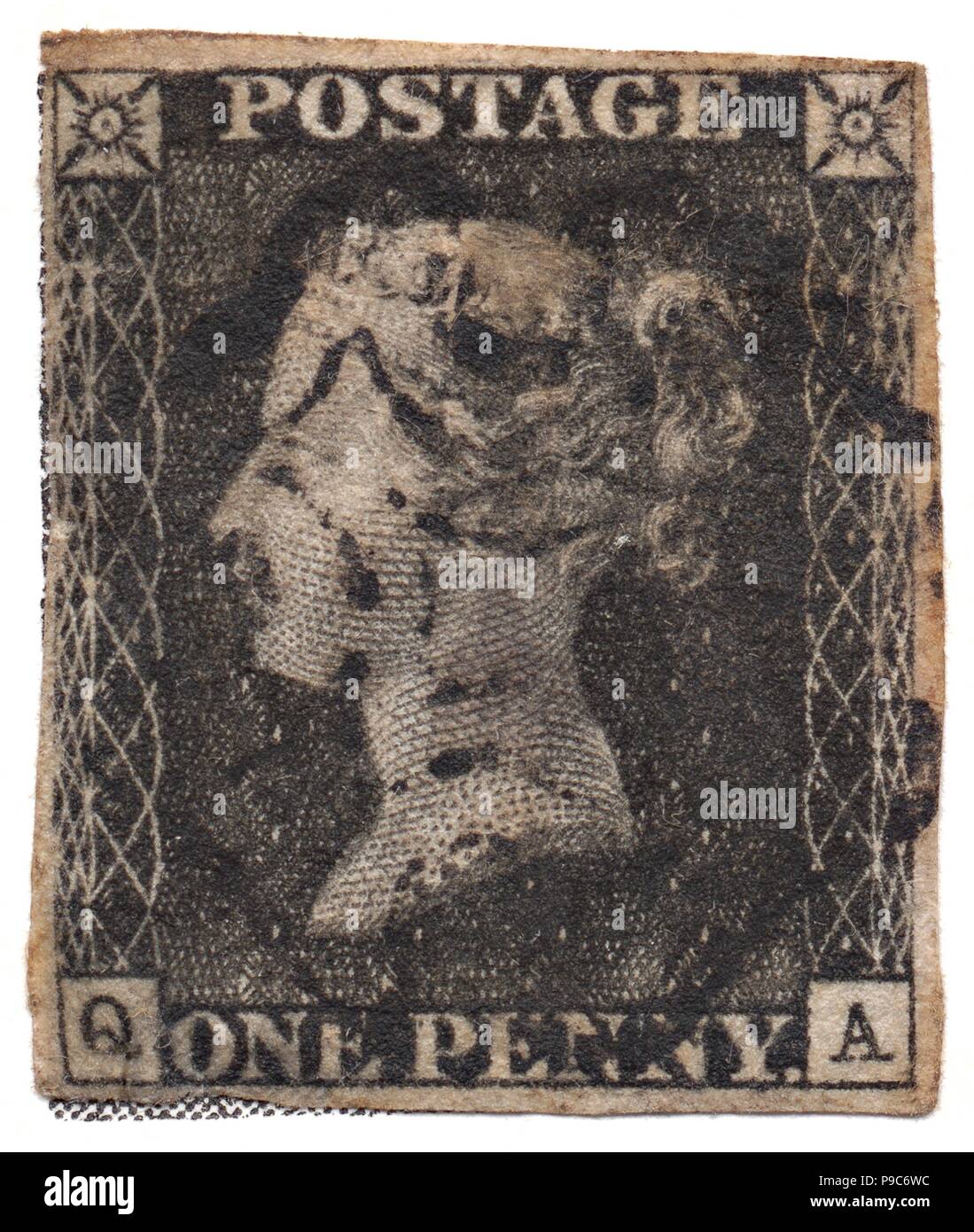 Un Penny Black, il mondo il primo francobollo. Museo: Collezione privata  Foto stock - Alamy