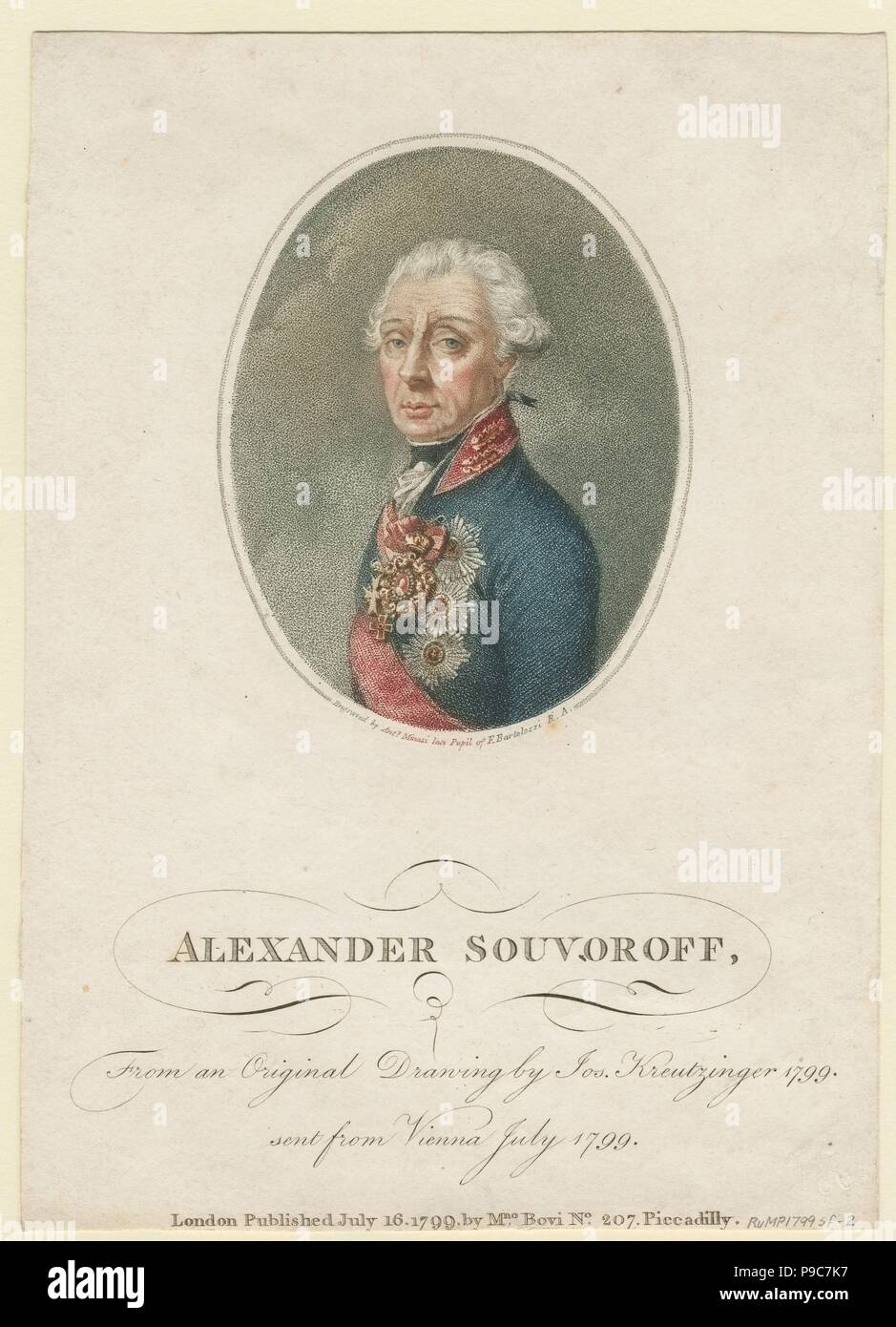 Ritratto del feldmaresciallo principe generalissimo Alexander Suvorov (1729-1800). Museo: Collezione privata. Foto Stock