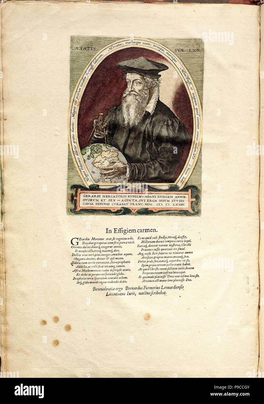 Ritratto di Gerardus Mercator (1512-1594) di età compresa tra i 62. Museo: Collezione privata. Foto Stock