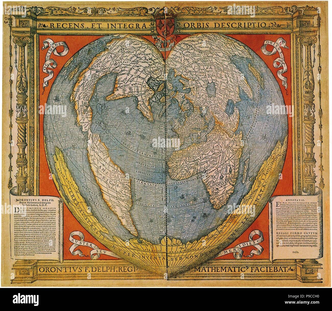 A forma di cuore mappa del mondo. Museo: BIBLIOTHEQUE NATIONALE DE FRANCE. Foto Stock