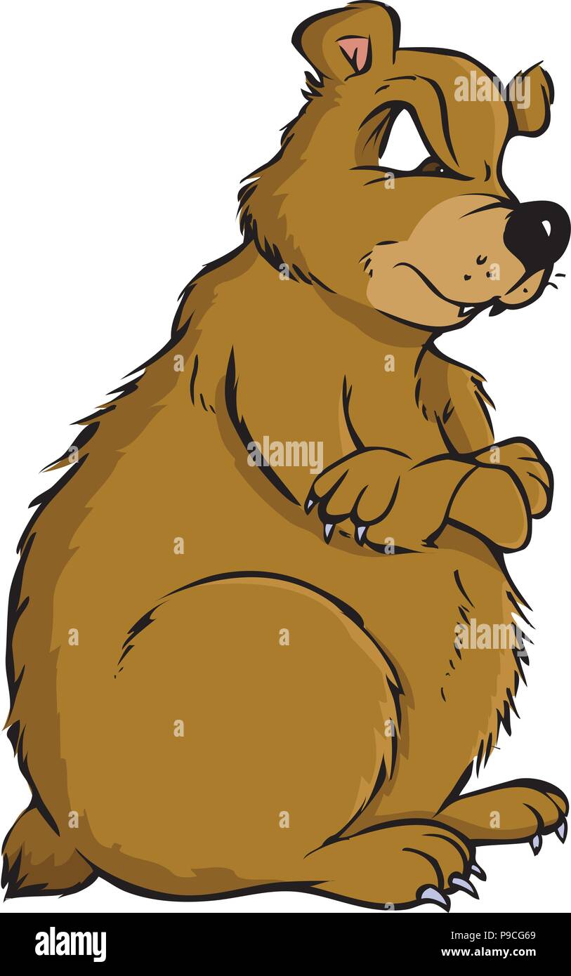 Fumetto illustrazione vettoriale di un arrabbiato orso grizzly Illustrazione Vettoriale