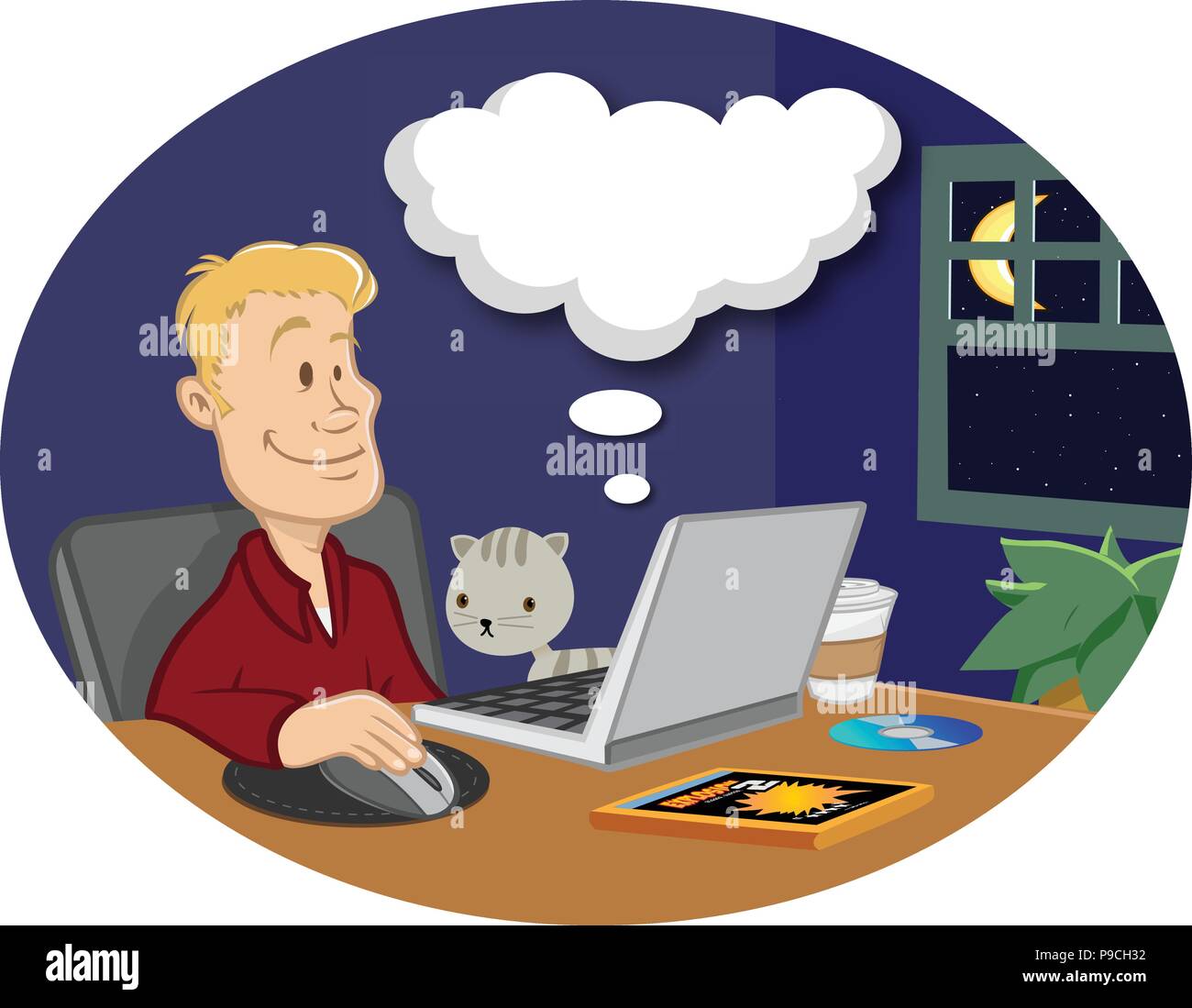 Fumetto illustrazione vettoriale del cloud computing Illustrazione Vettoriale