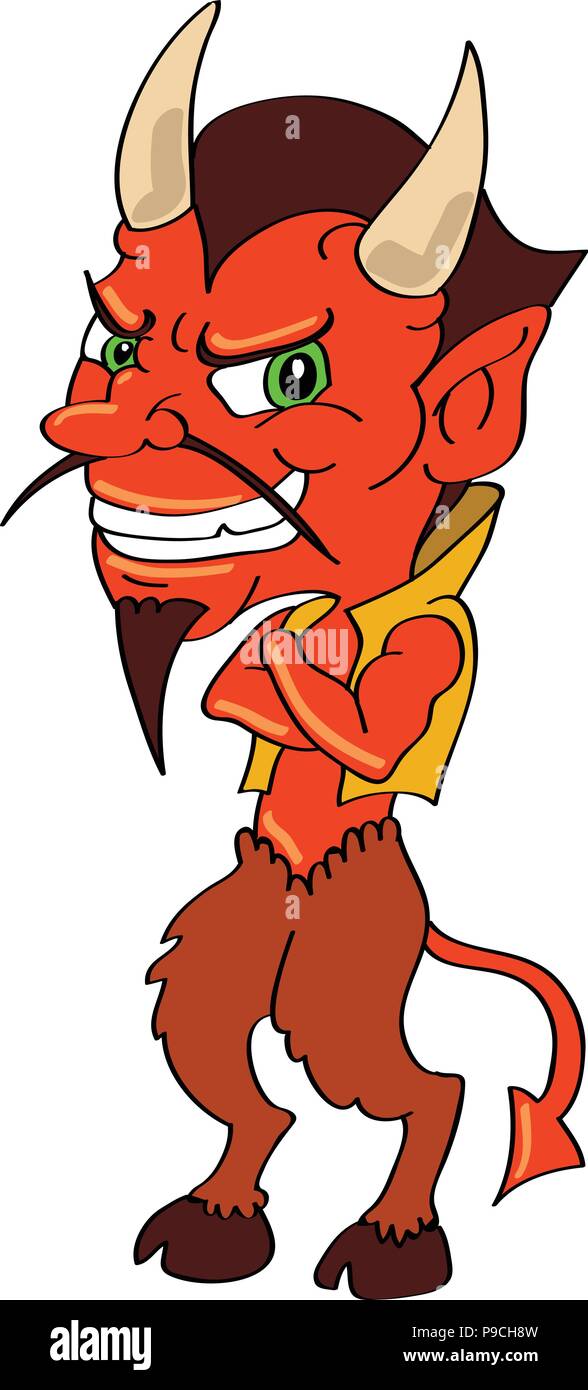 Fumetto illustrazione vettoriale di un diavolo in piedi Illustrazione Vettoriale