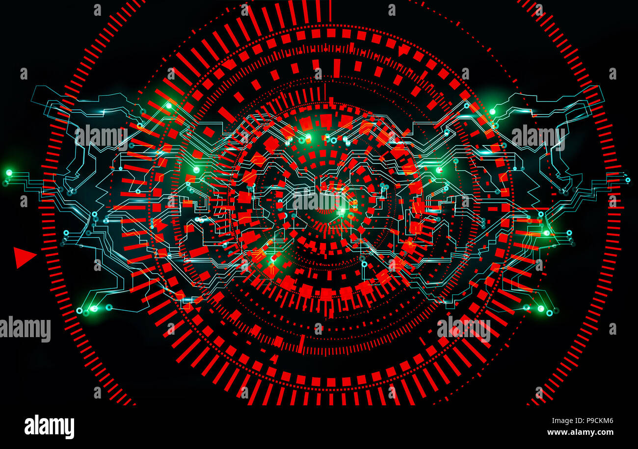 Abstract futuristica tecnologia cyber sfondo. Grande elaborazione dati. Sci-fi la progettazione di circuiti. Rete futuristica tecnologia design Foto Stock