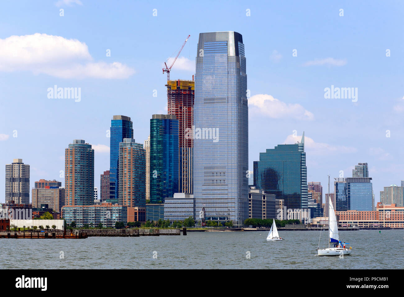 Skyline di Exchange Place e la Goldman Sachs Tower in Jersey City, NJ Foto Stock