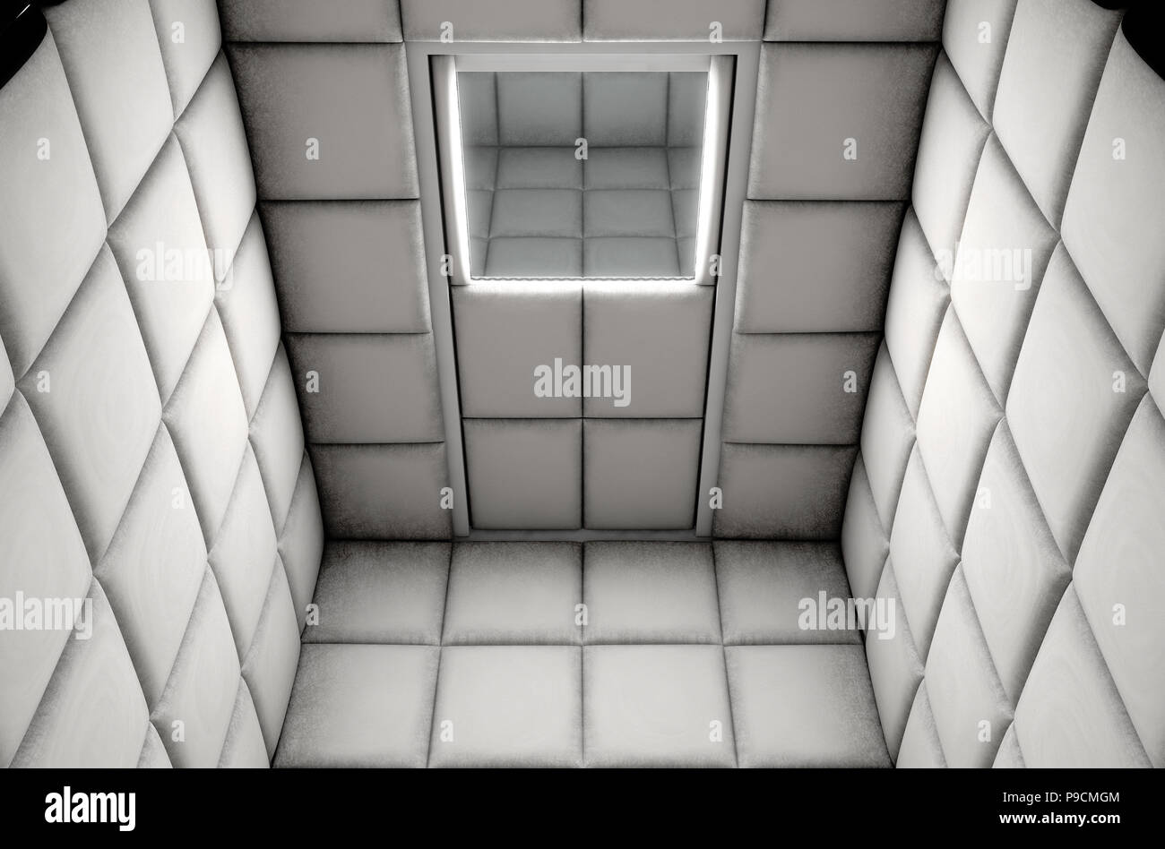 Un vuoto bianco cella imbottita in un ospedale mentale - 3D render Foto Stock