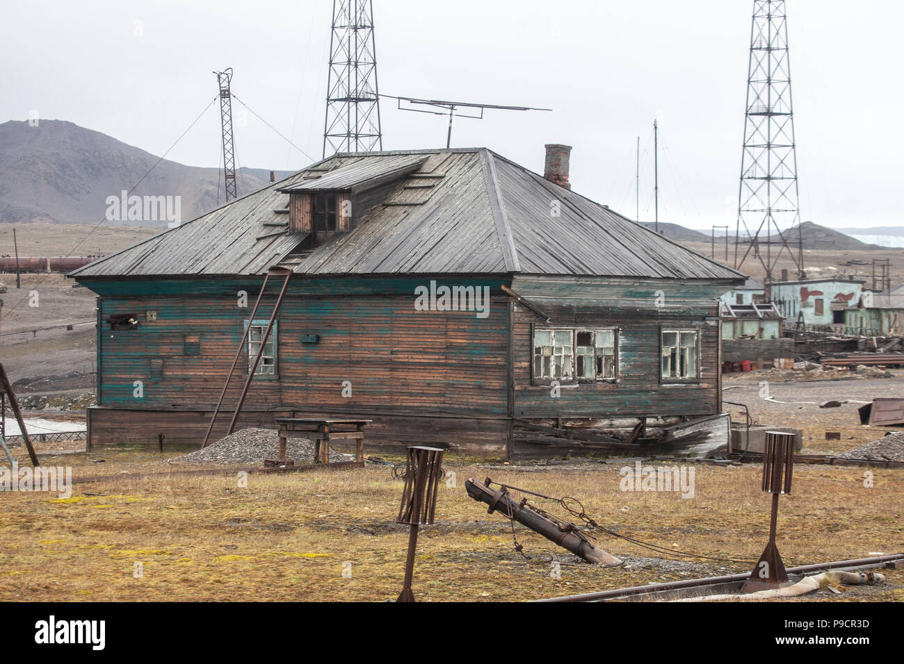 Abbandonato il russo stazione artica, Novaya Zemlya Foto Stock