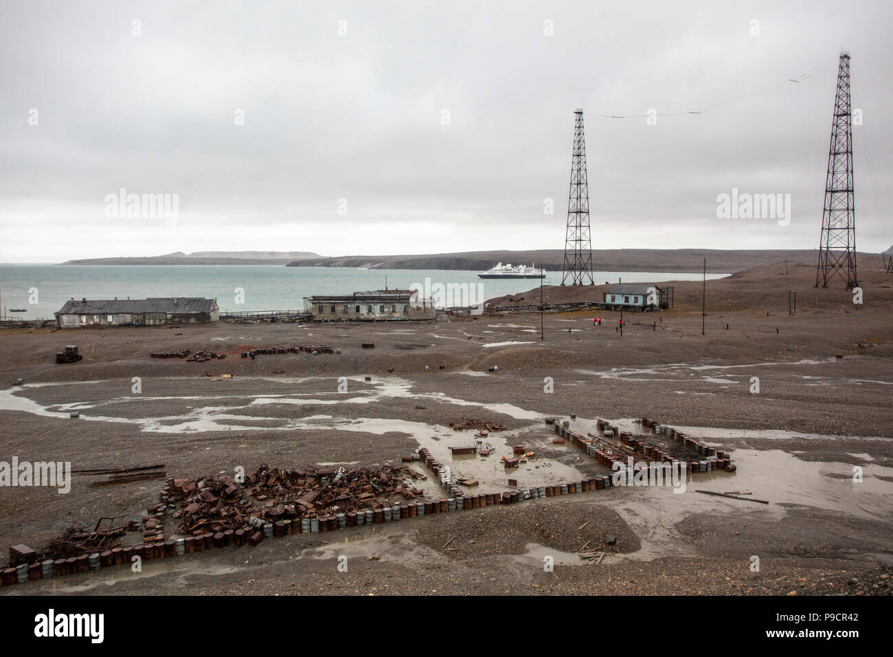 Abbandonato il russo stazione artica, Novaya Zemlya Foto Stock