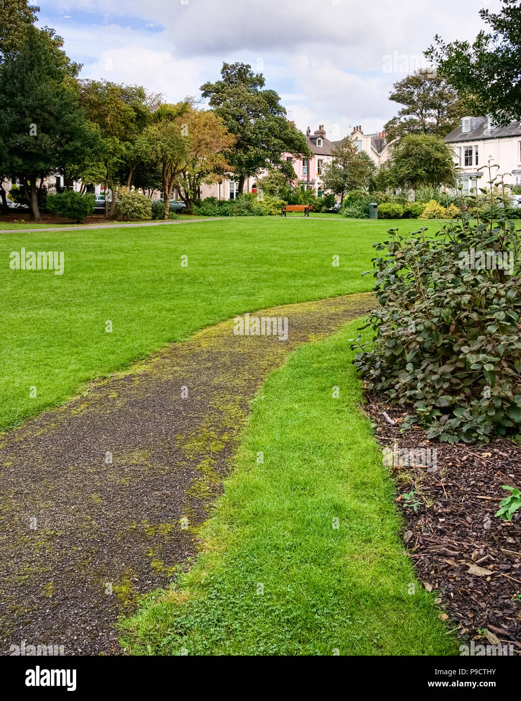 Piccolo parco urbano presso Regent Square, Doncaster, South Yorkshire, Inghilterra, Regno Unito Foto Stock